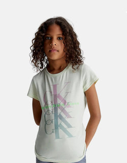 Calvin Klein Kids Multi Monogram Logo Cotton Blend Slim Fit Tee