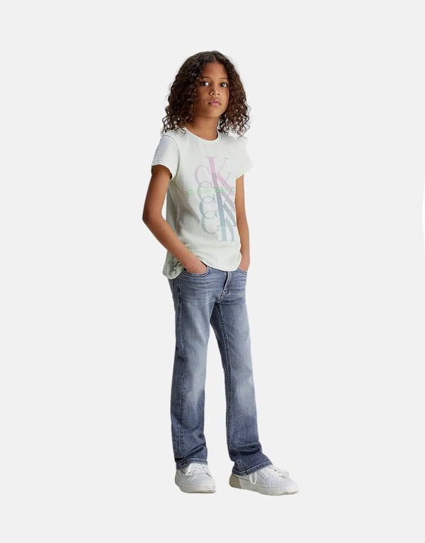 Calvin Klein Kids Multi Monogram Logo Cotton Blend Slim Fit Tee