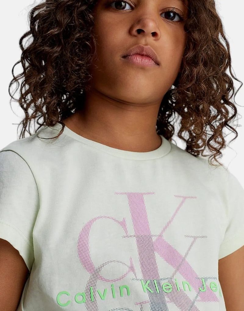 Calvin Klein Kids Multi Monogram Logo Cotton Blend Slim Fit Tee