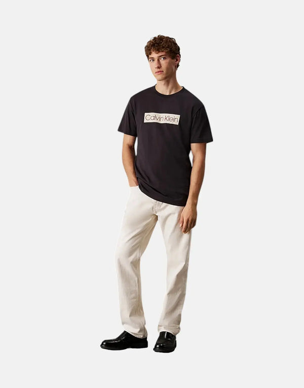 Calvin Klein Regenerative Cotton Black T-Shirt with Iconic Textured Logo Print