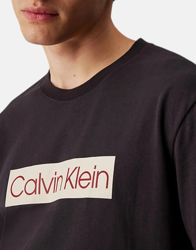 Calvin Klein Regenerative Cotton Black T-Shirt with Iconic Textured Logo Print