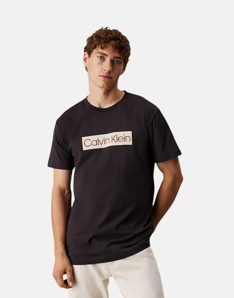 Calvin Klein Regenerative Cotton Black T-Shirt with Iconic Textured Logo Print
