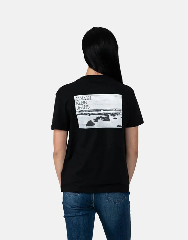 Calvin Klein Women's Black Landscape Photo Soft Cotton Regular Fit Tee
