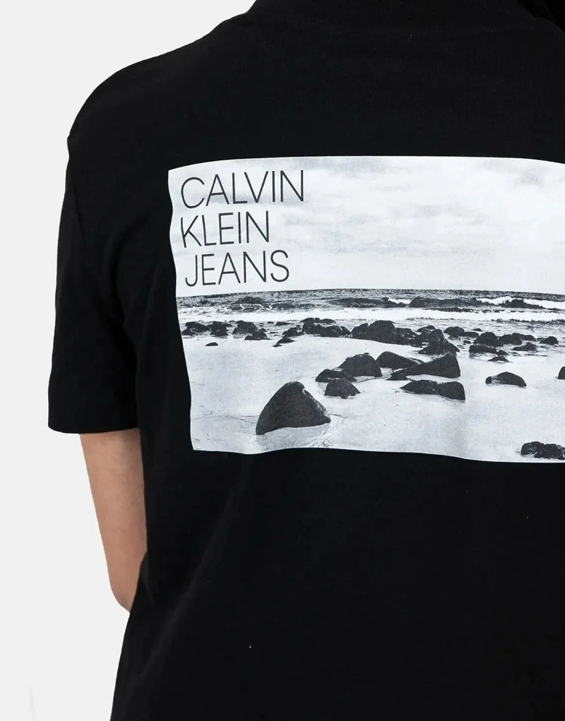 Calvin Klein Women's Black Landscape Photo Soft Cotton Regular Fit Tee