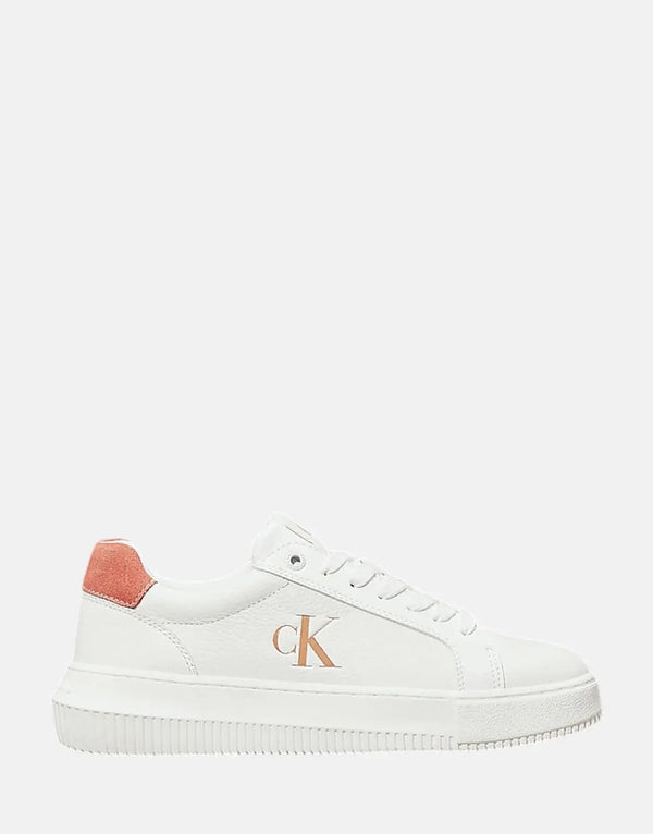 Calvin Klein Women's Low Laceup Cupsole Sneakers - Classic White Leather Comfort