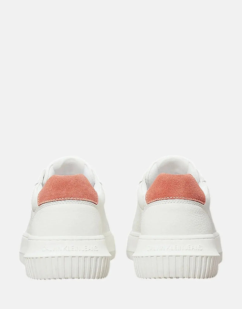 Calvin Klein Women's Low Laceup Cupsole Sneakers - Classic White Leather Comfort