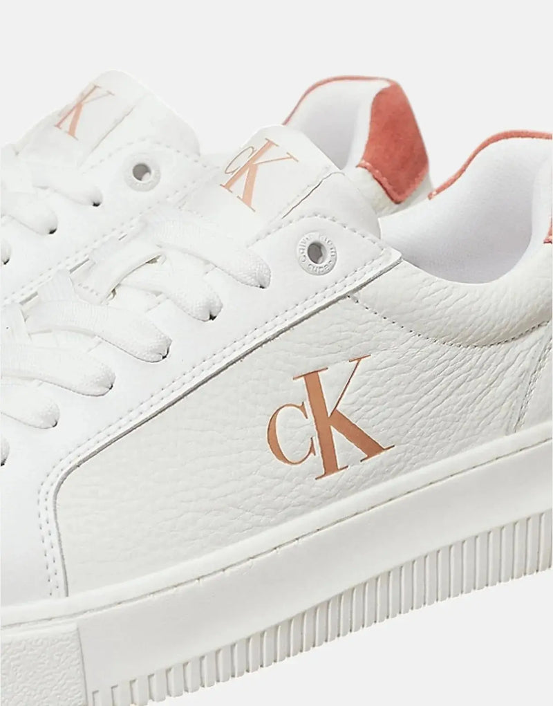 Calvin Klein Women's Low Laceup Cupsole Sneakers - Classic White Leather Comfort