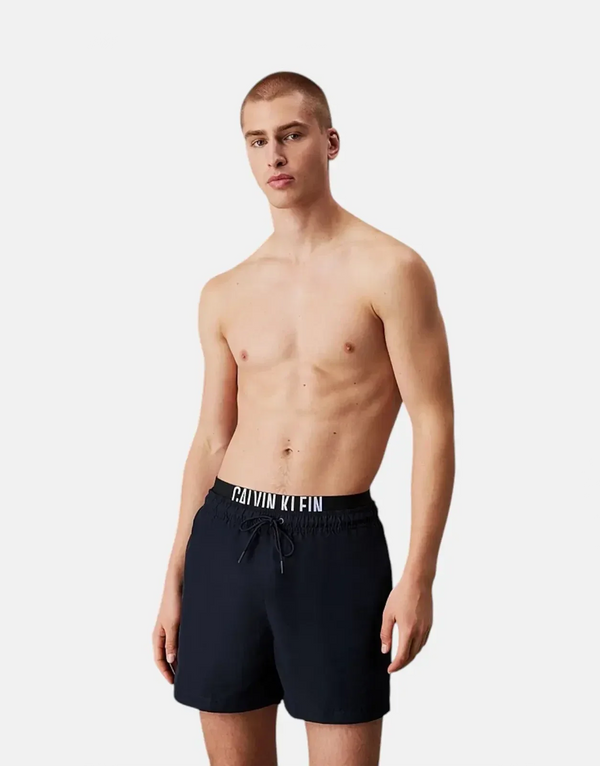 Calvin Klein Men's Black Recycled Quick-Dry Medium Swim Shorts Elastic Waist