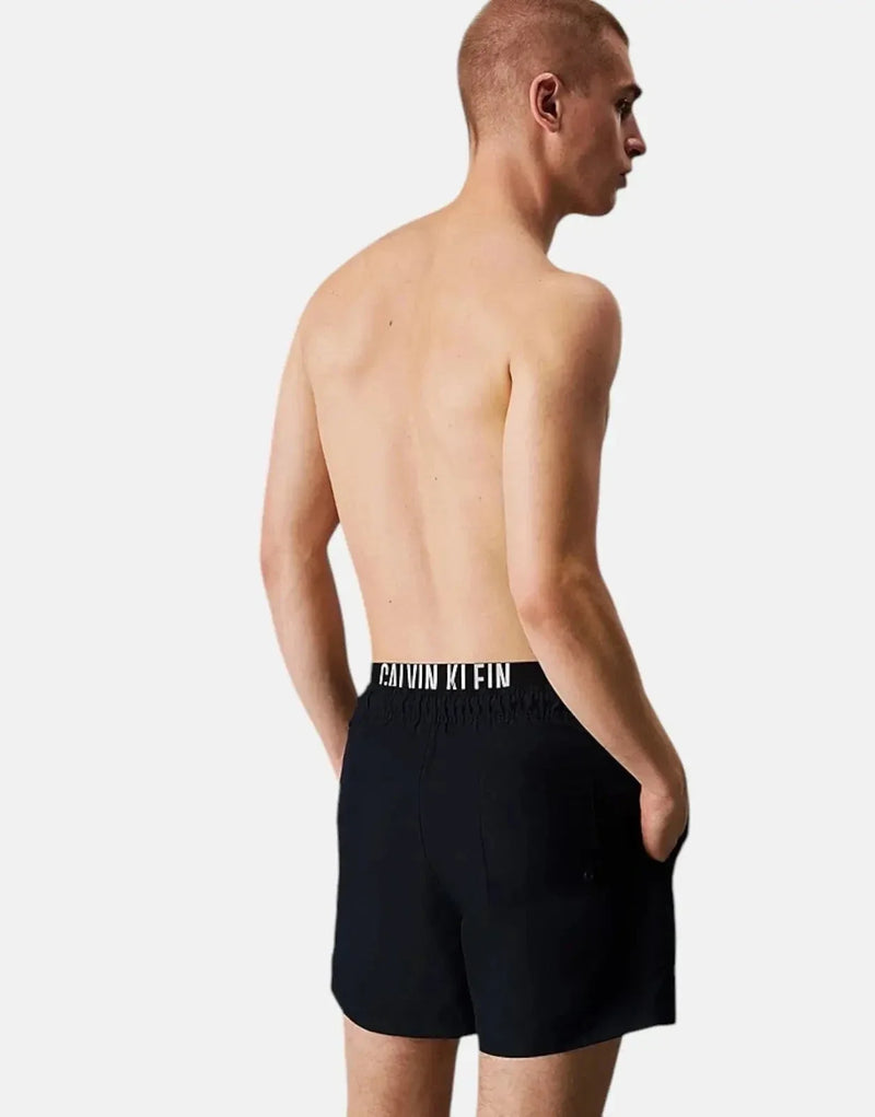 Calvin Klein Men's Black Recycled Quick-Dry Medium Swim Shorts Elastic Waist