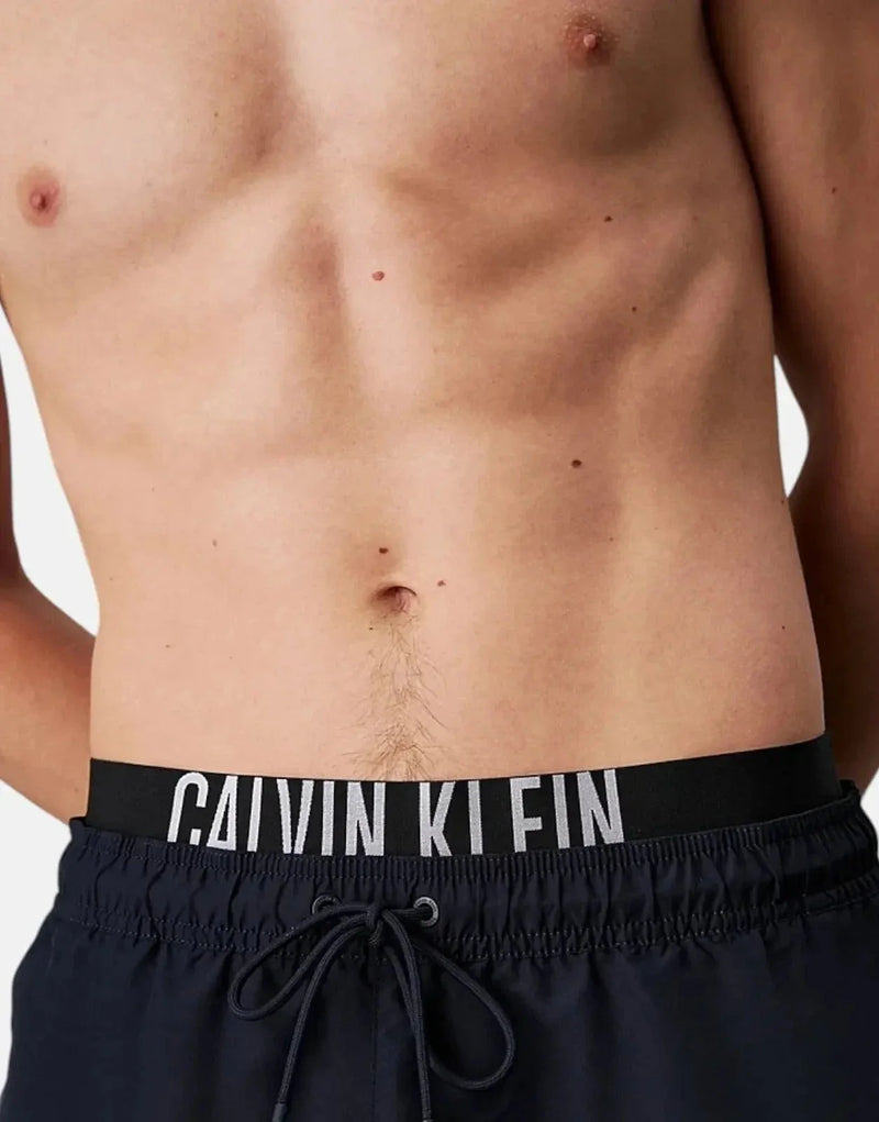 Calvin Klein Men's Black Recycled Quick-Dry Medium Swim Shorts Elastic Waist