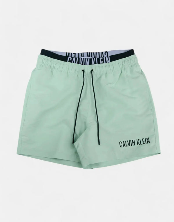 Calvin Klein Men's Iconic Double Waistband Green Shorts - Premium Style