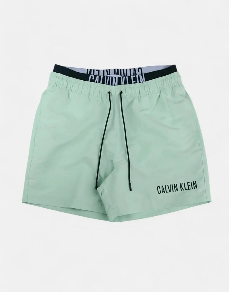 Calvin Klein Men's Iconic Double Waistband Green Shorts - Premium Style