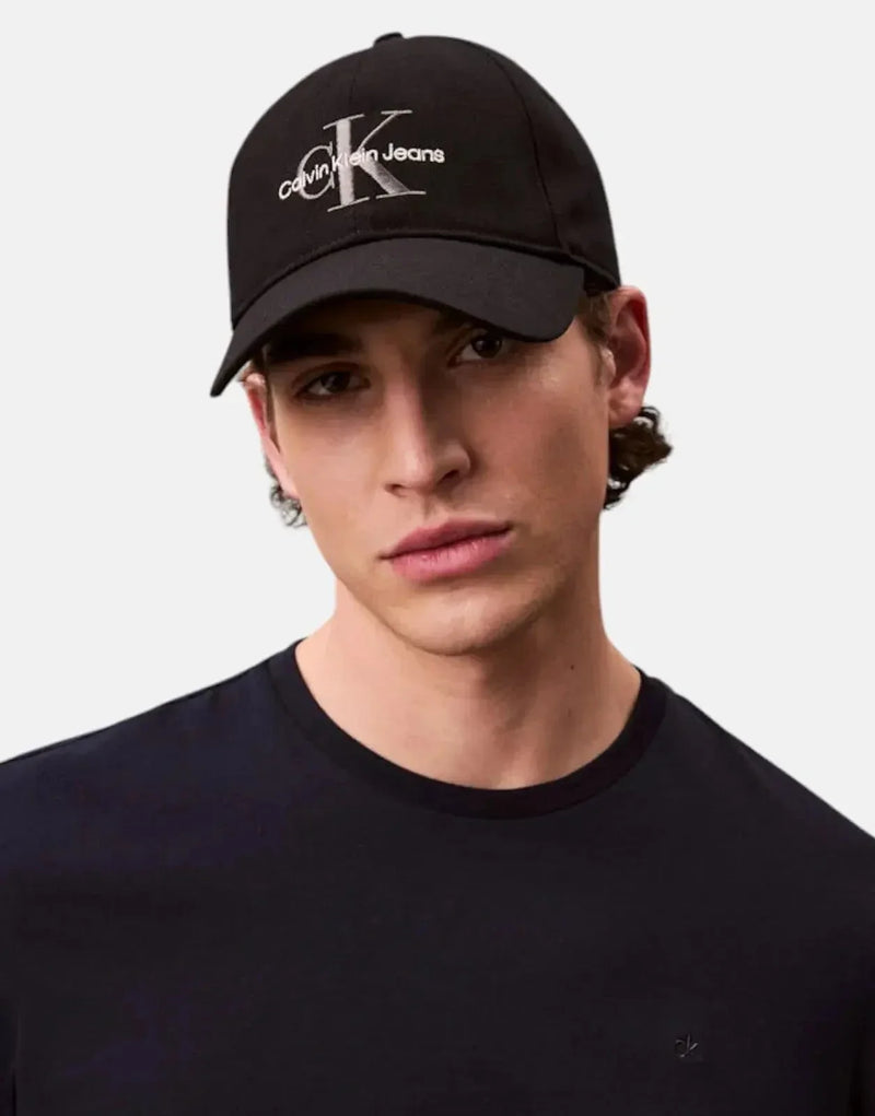Calvin Klein Classic Mono Logo Embroidered Black Baseball Cap - Adjustable Fit