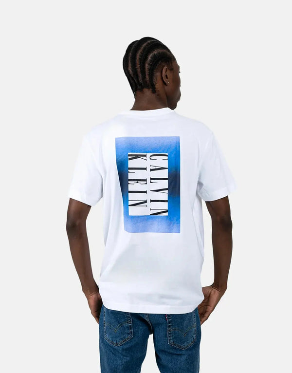 Calvin Klein Men's Ombre Text Box White T-Shirt - Modern Comfort Style