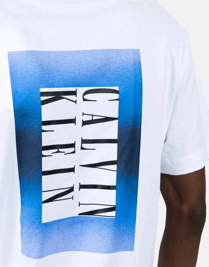 Calvin Klein Men's Ombre Text Box White T-Shirt - Modern Comfort Style