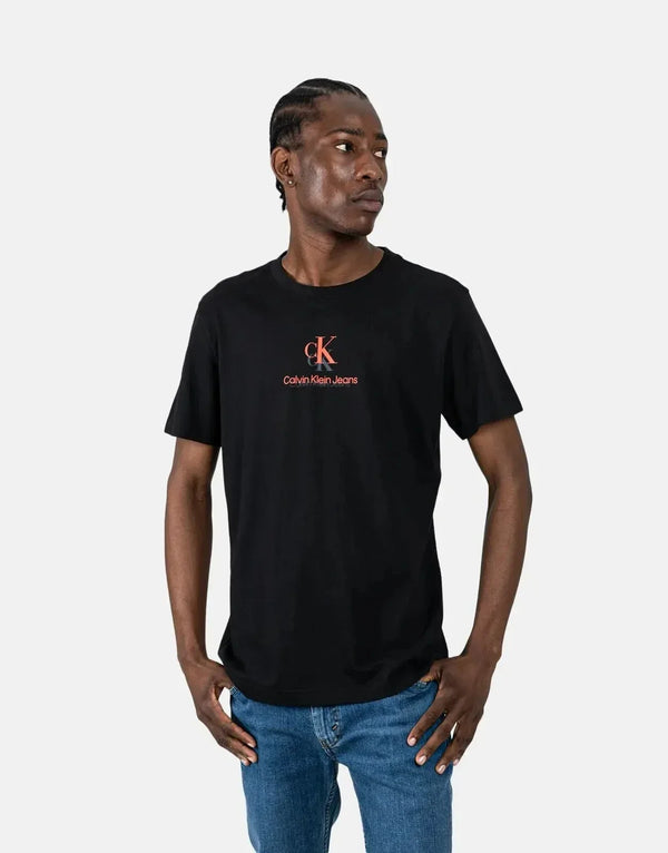 Calvin Klein Men's Shadow Logo Black Tee: Premium Cotton Crew Neck Top
