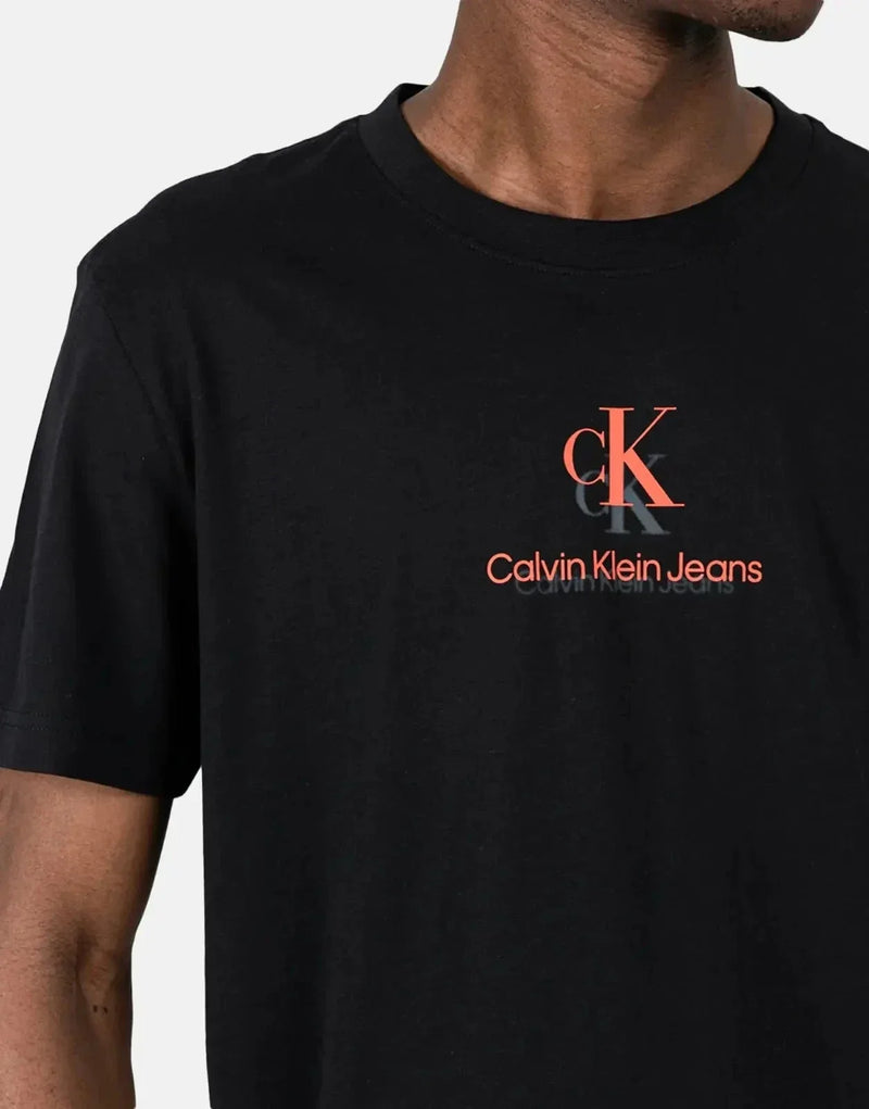 Calvin Klein Men's Shadow Logo Black Tee: Premium Cotton Crew Neck Top