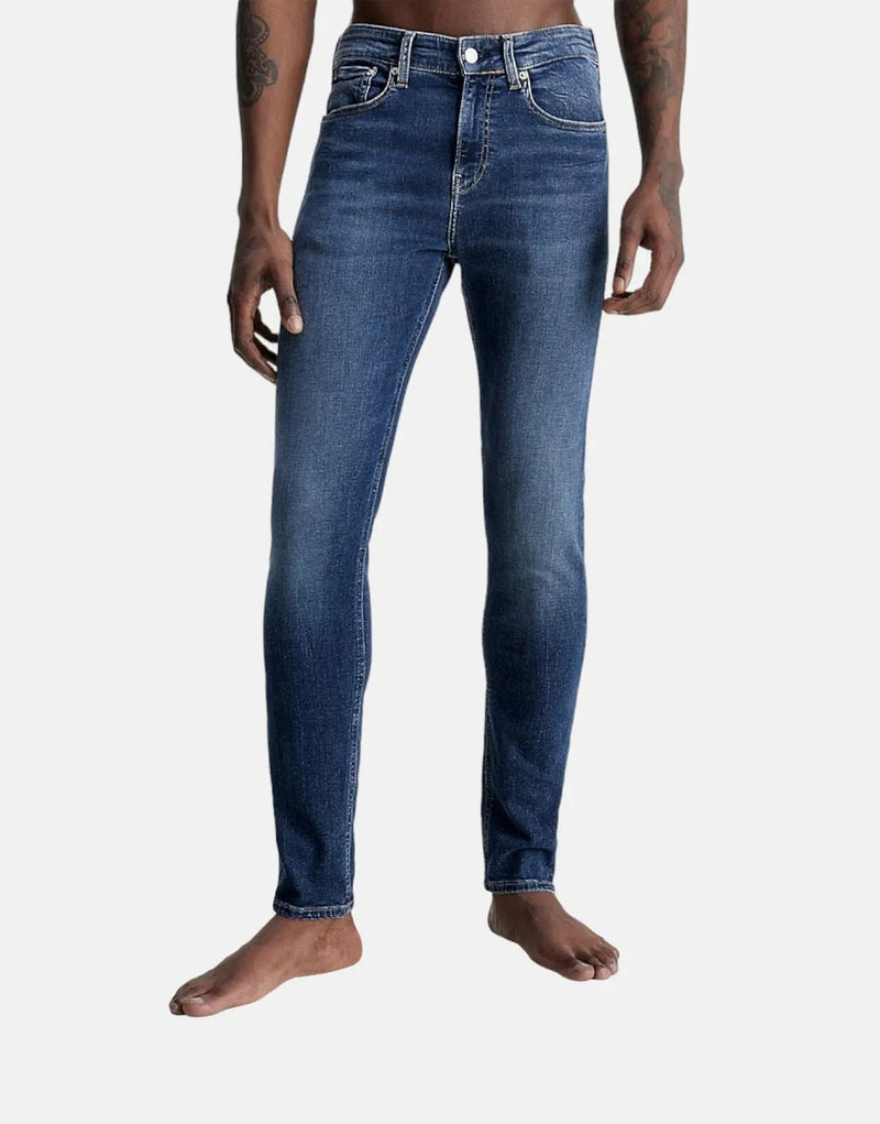Calvin Klein Men's Stretch Skinny Jeans: Mid Blue, Low Rise, Sustainable Denim