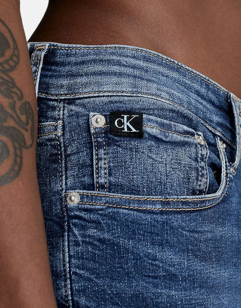 Calvin Klein Men's Stretch Skinny Jeans: Mid Blue, Low Rise, Sustainable Denim