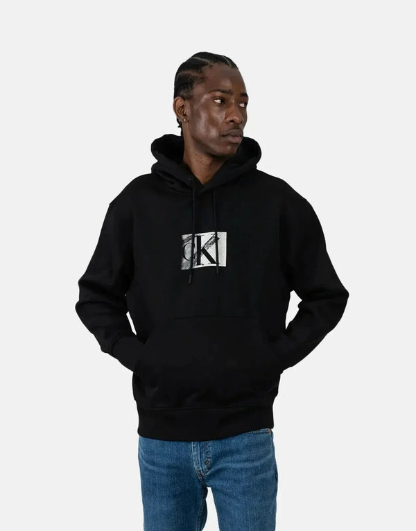 Calvin Klein Men's Small Box Logo Black Hoody: Premium Style, Plush Comfort