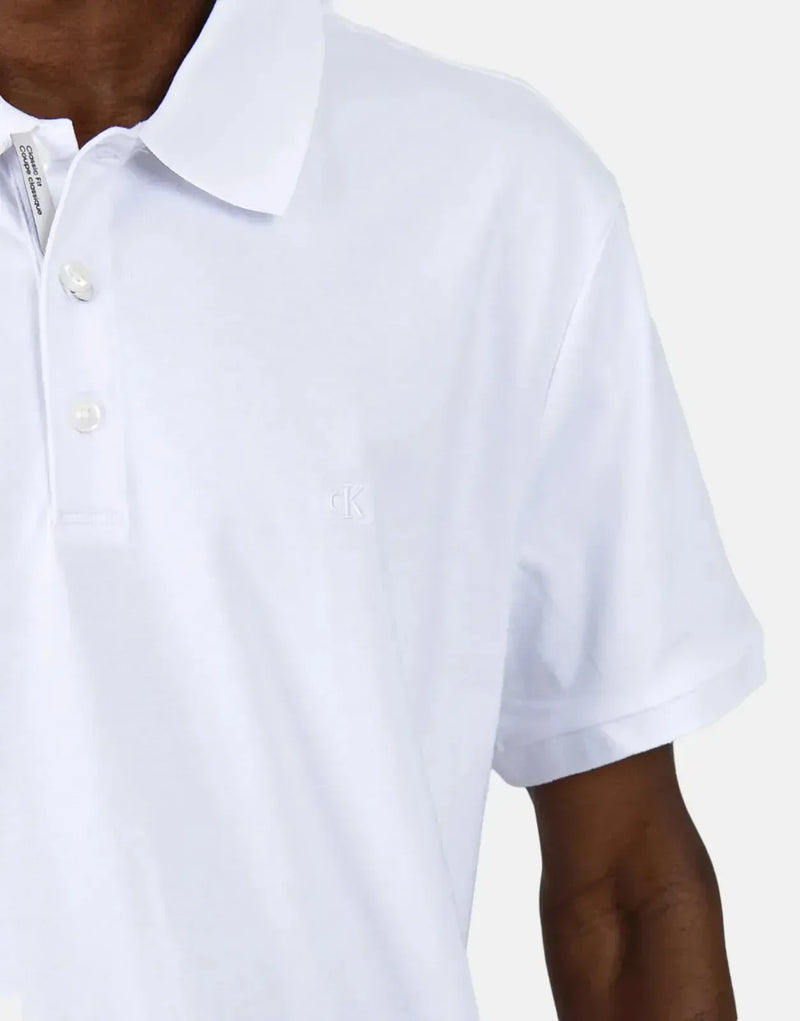 Calvin Klein Men's Smooth Cotton White Polo Shirt - Classic Comfort Style