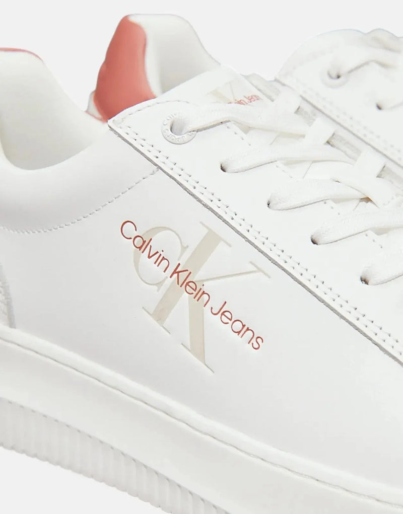 Calvin Klein Men's Chunky Cupsole Mono Sneaker - Stylish White Leather
