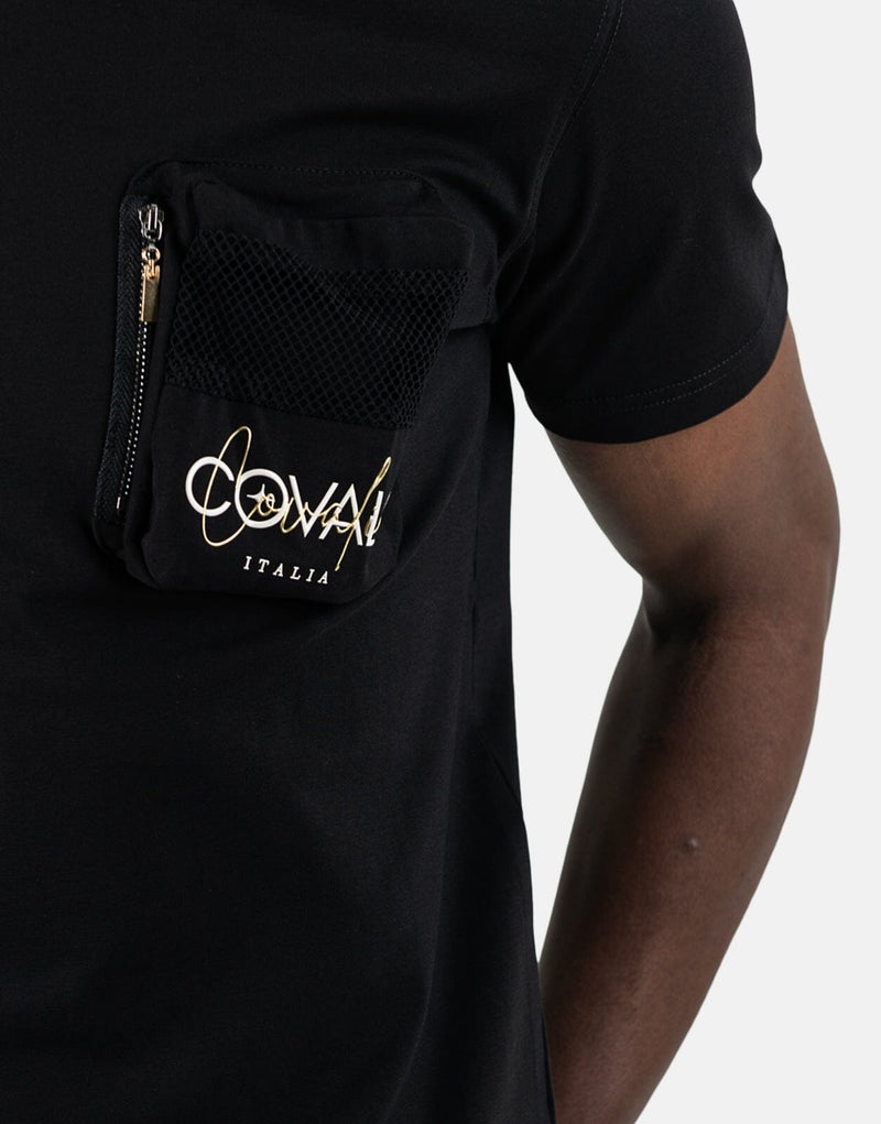 Premium Covali Taska Men's Black Cotton Blend T-Shirt for Everyday Style