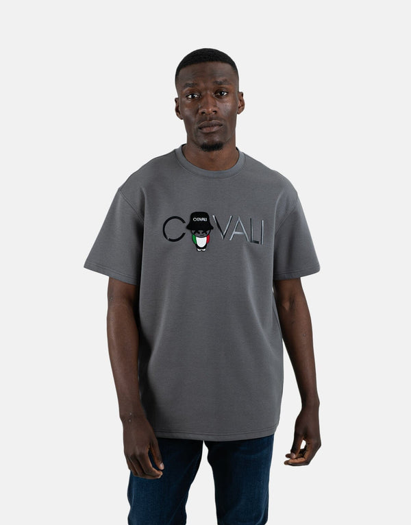 Covali Men's Tipo B Grey Boxy Fit Cotton T-Shirt for Effortless Style