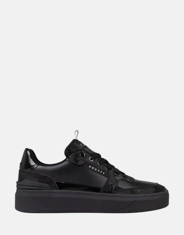 Cruyff Endorsed Black Leather Tennis Sneakers: Sleek, Durable, All-Day Comfort