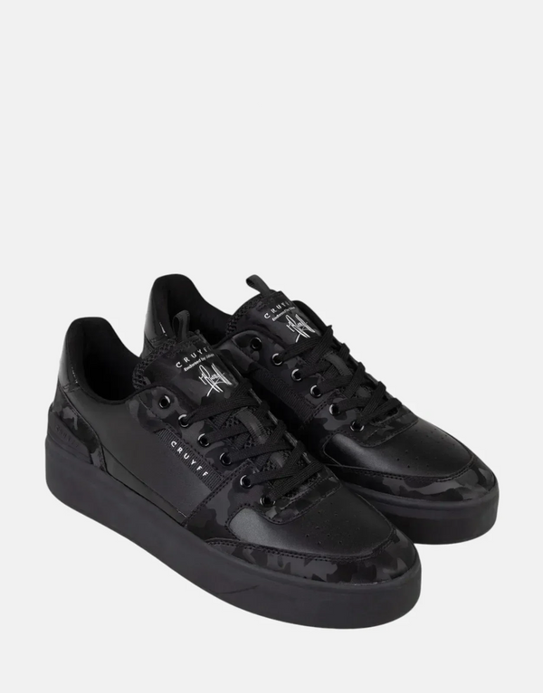 Cruyff Endorsed Black Leather Tennis Sneakers: Sleek, Durable, All-Day Comfort