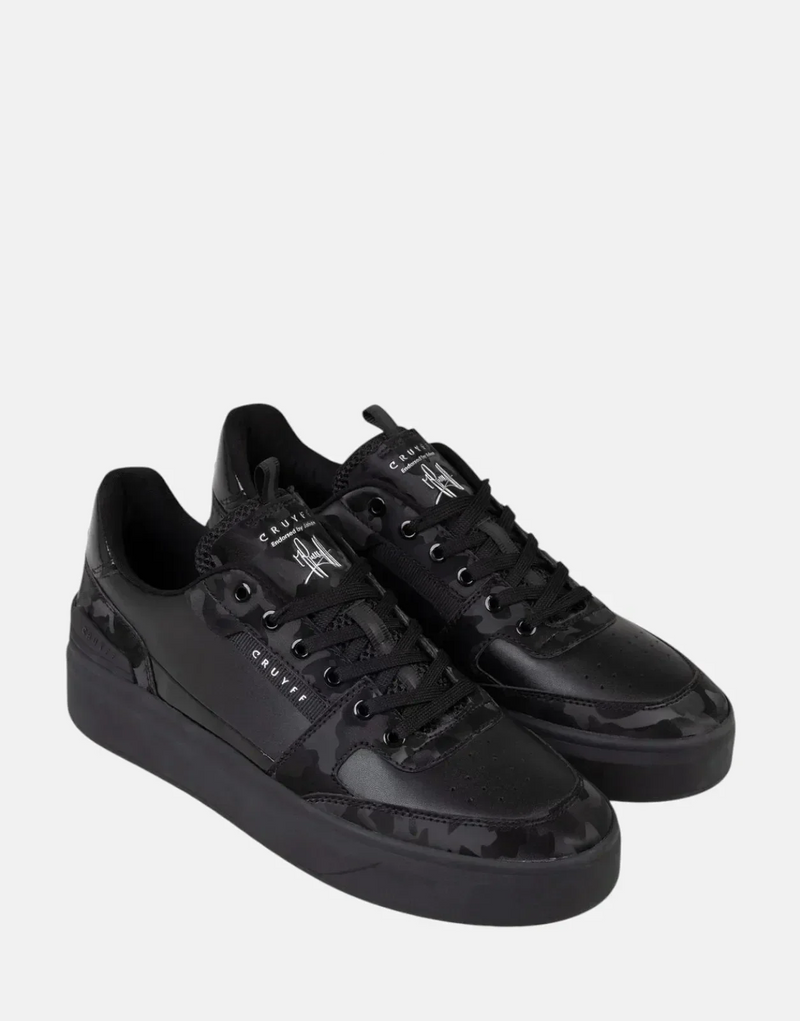 Cruyff Endorsed Black Leather Tennis Sneakers: Sleek, Durable, All-Day Comfort