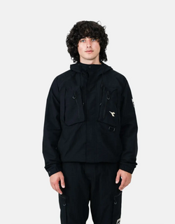 Diadora Aura Black Ripstop Nylon Adventure Jacket: Durable, Windproof, Functional