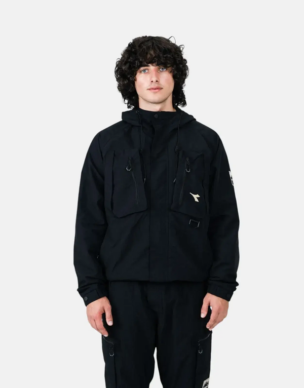 Diadora Aura Black Ripstop Nylon Adventure Jacket: Durable, Windproof, Functional