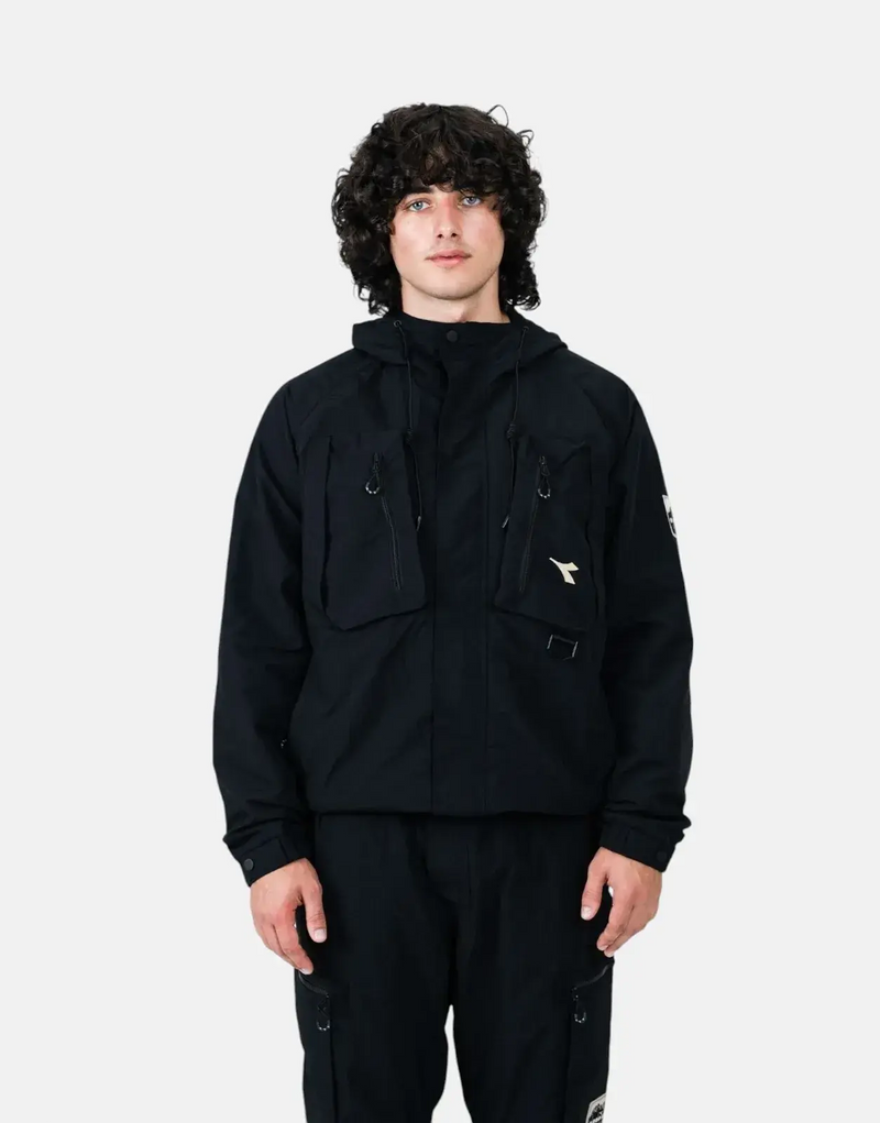 Diadora Aura Black Ripstop Nylon Adventure Jacket: Durable, Windproof, Functional