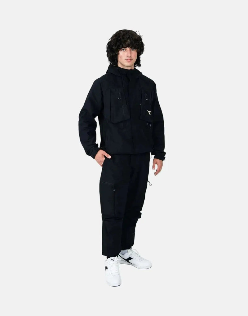 Diadora Aura Black Ripstop Nylon Adventure Jacket: Durable, Windproof, Functional