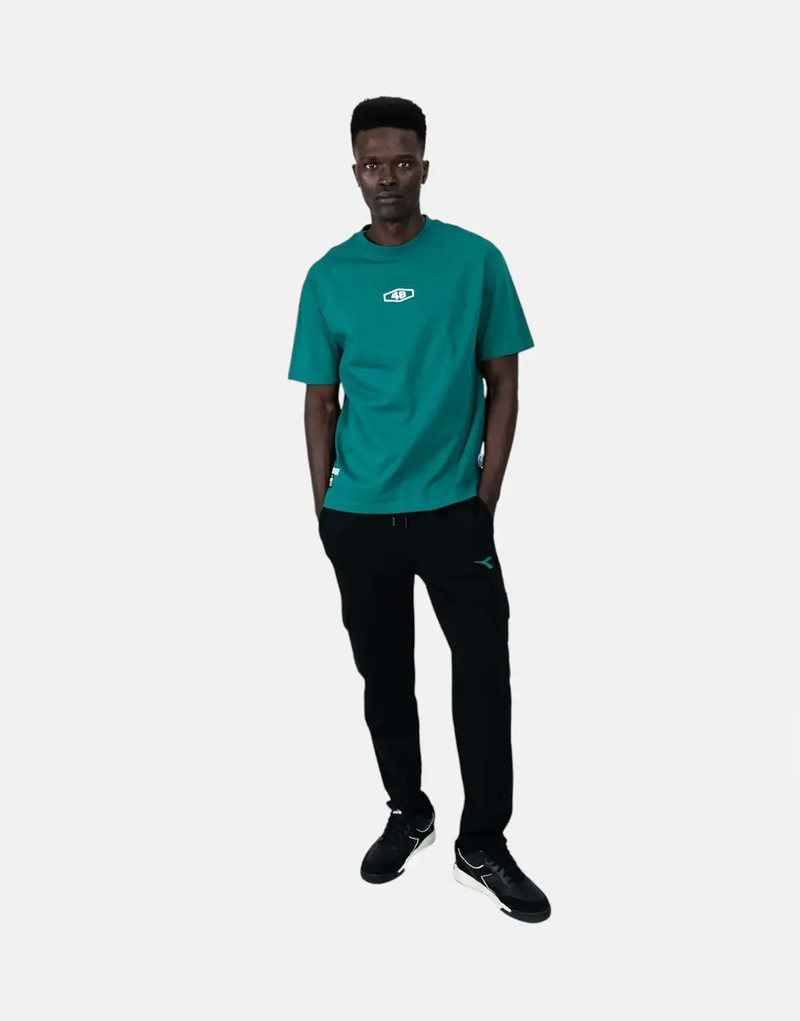 Diadora Cavallo Men's Green Cotton T-Shirt: Relaxed Fit, Premium Comfort Style