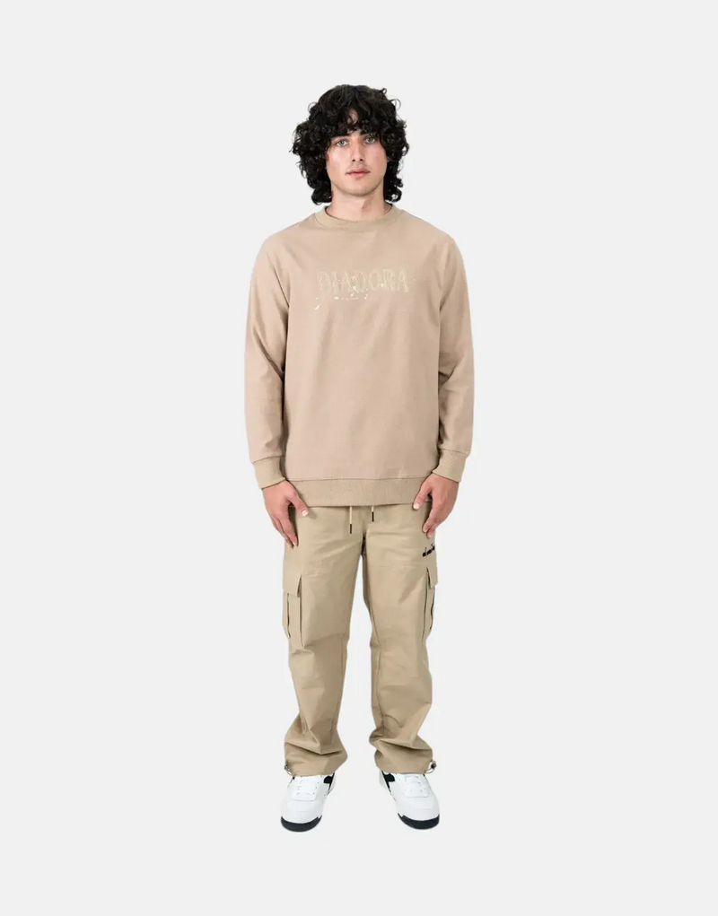 Diadora Men's Dusk Cream Crewneck Sweatshirt - Premium Cotton Blend Comfort