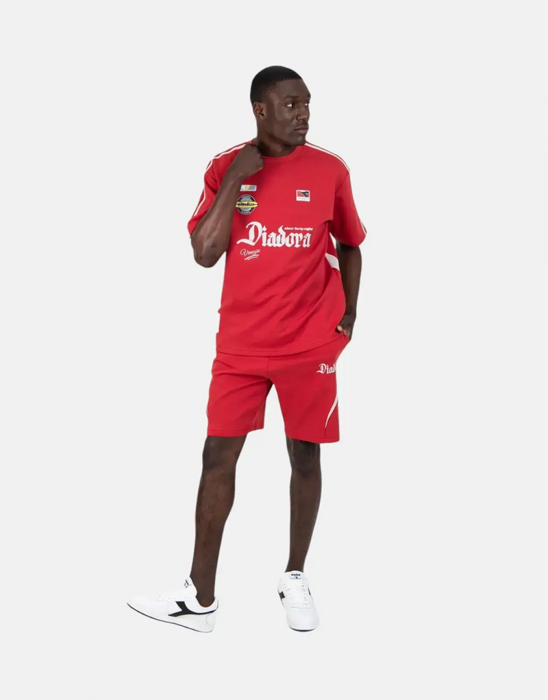 Diadora Elden Brick Red Athletic Shorts - Motorsport Inspired Sporty Comfort