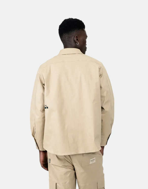 Diadora Men's Gusto Brown Stretch Cotton Overshirt with Press Buttons