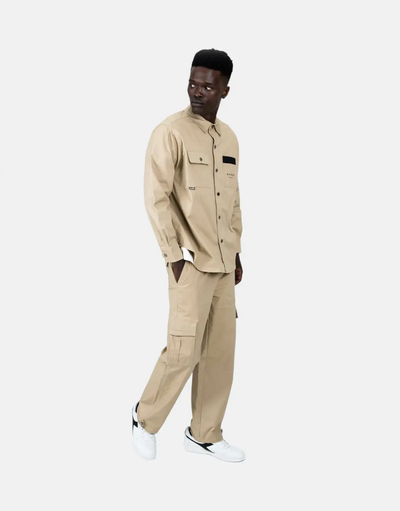 Diadora Men's Gusto Brown Stretch Cotton Overshirt with Press Buttons