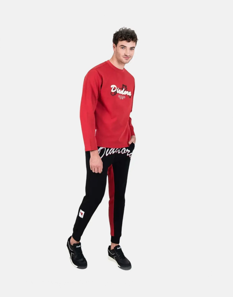 Diadora Icarus Men's Black Trackpants: Comfortable Fleece Joggers with Pockets