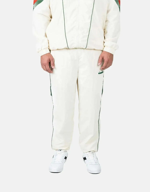 Diadora Pulse White Sweatpants: Classic Nylon Track Pants for Effortless Style