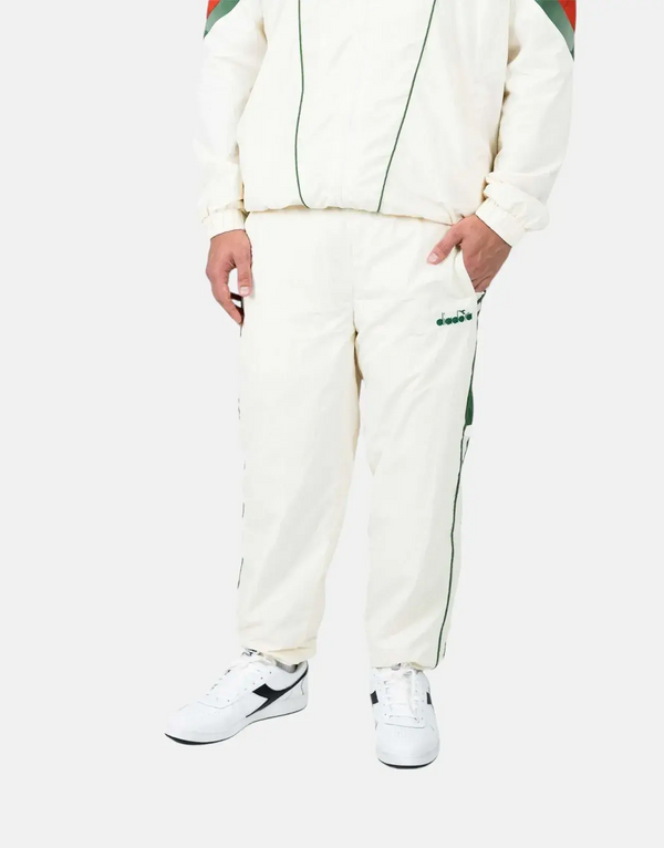 Diadora Pulse White Sweatpants: Classic Nylon Track Pants for Effortless Style