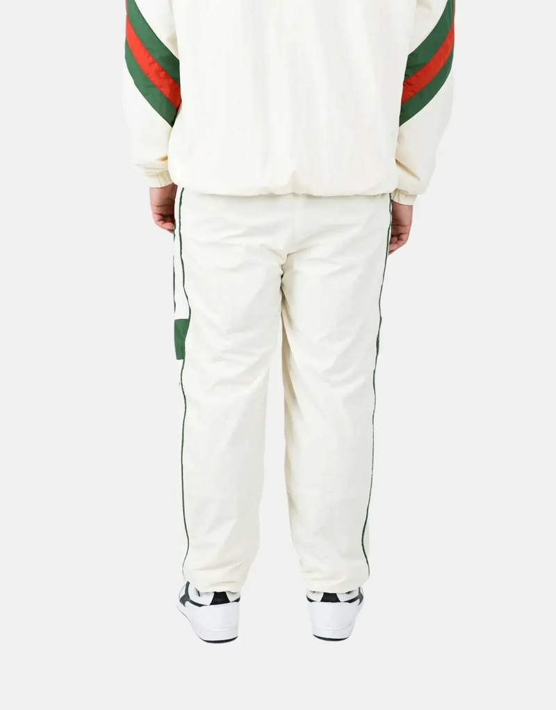 Diadora Pulse White Sweatpants: Classic Nylon Track Pants for Effortless Style