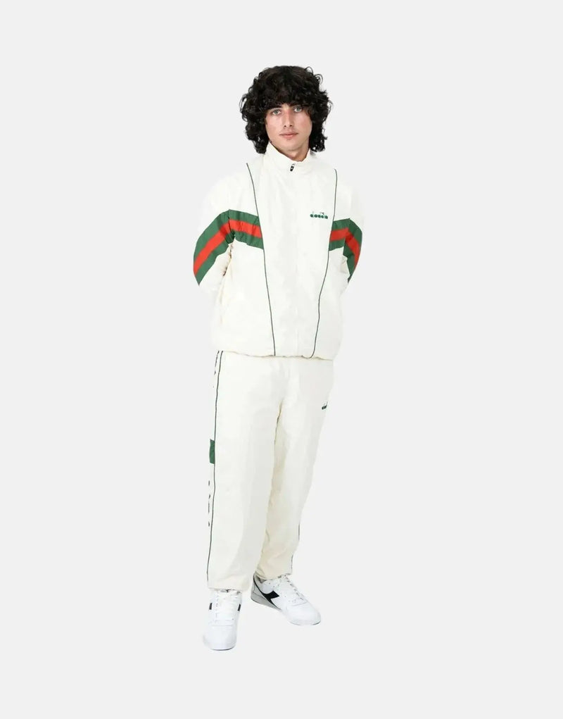 Diadora Pulse White Sweatpants: Classic Nylon Track Pants for Effortless Style
