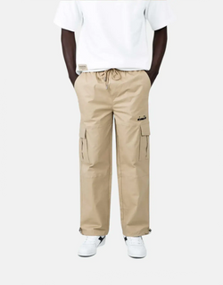 Diadora Terra Cream Cargo Pants: Premium Cotton-Spandex, Elastic Waist, Adjustable Fit