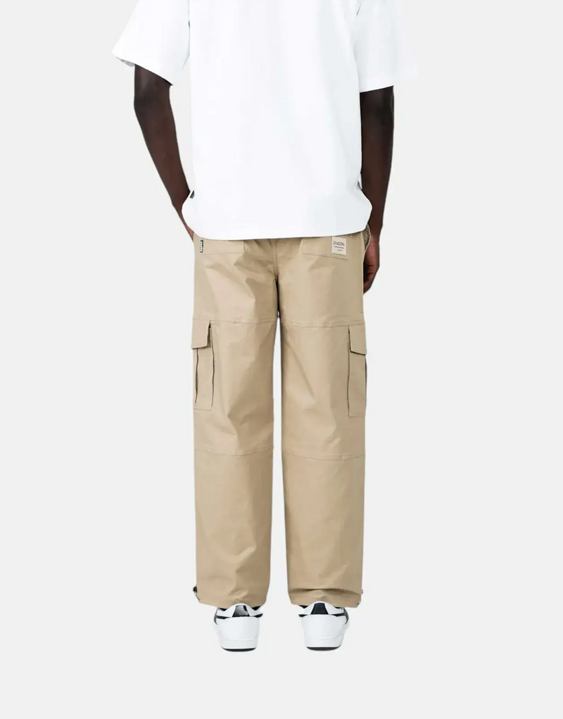 Diadora Terra Cream Cargo Pants: Premium Cotton-Spandex, Elastic Waist, Adjustable Fit