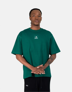 Diadora Vicenzo Men's Heavyweight Green Cotton T-Shirt with Oversized Graffiti Logo