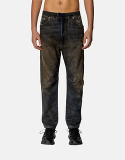 Men's Diesel D-Amage Jogg Sweat Jeans: Ultimate Comfort, Football Fit, Distressed Black Wash