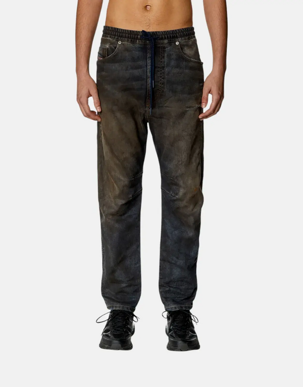 Men's Diesel D-Amage Jogg Sweat Jeans: Ultimate Comfort, Football Fit, Distressed Black Wash